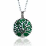 Reliquaire Pendentif - Arbre sur médaillon vert - Crématorium Montréal