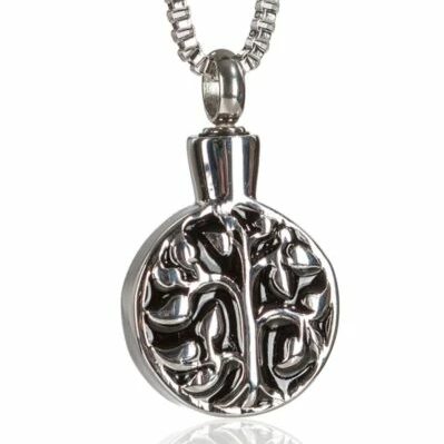 Reliquary pendant - Tree engraved on plate - Crematorium Montreal