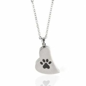 Reliquary Pendant - Elongated heart and paw print