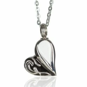 Reliquary Pendant - White and Black Heart - Crematorium Montreal