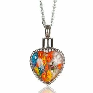 Reliquary Pendant - Flowered Heart - Crematorium Montreal