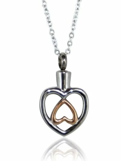 Reliquary Pendant - Interlocking Hearts - Crematorium Montreal