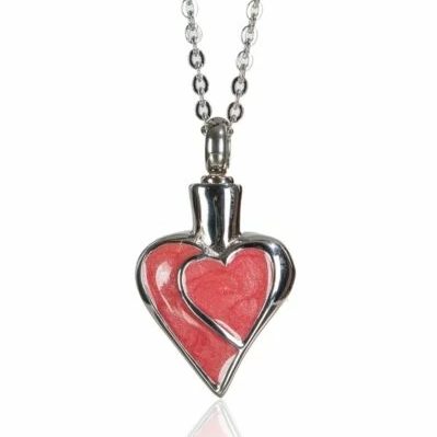 Reliquary Pendant - Interlocking red hearts - Crematorium Montreal