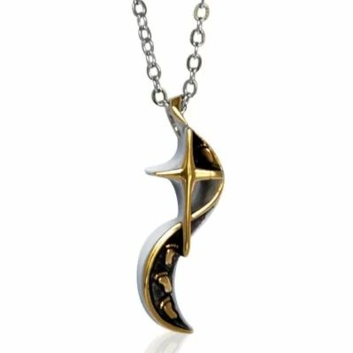 Reliquary Pendant - Curved with golden cross - Crematorium Montreal