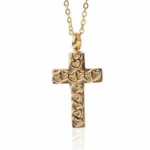 Reliquary Pendant - Cross with engraved hearts