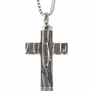 Reliquary Pendant - Striated textured cross - Crematorium Montreal