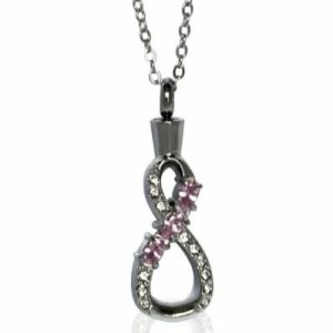 Reliquary Pendant - Infinite set with pink stones - Crematorium Montreal