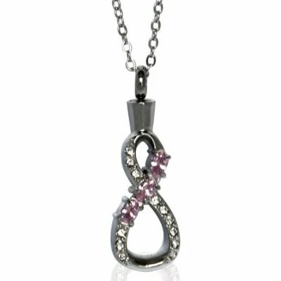 Reliquary Pendant - Infinite set with pink stones - Crematorium Montreal