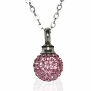 Reliquary Pendant - Pinkish Orb set with stones - Crematorium Montreal