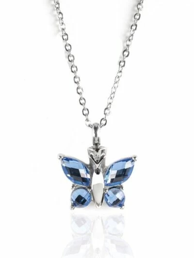 Reliquary Pendant - Butterfly with wings set in blue stones - Crematorium Montreal