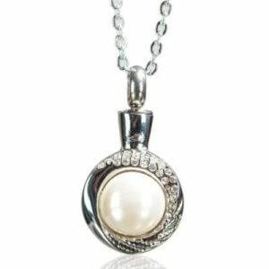 Reliquary Pendant - Ornate cream pearl - Crematorium Montreal