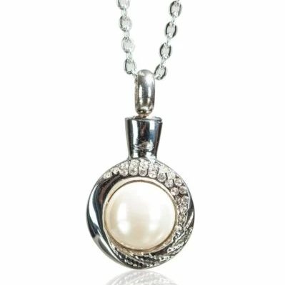 Reliquary Pendant - Ornate cream pearl - Crematorium Montreal